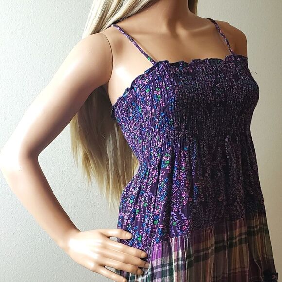Mossimo Floral Smocked Purple Ruffle Summer Dress - Picture 2 of 7